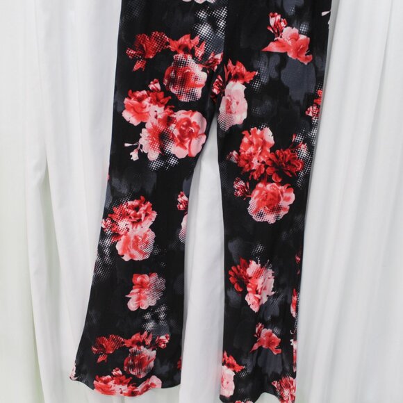 No Boundaries Black and Pink Floral Flare Pants - Picture 10 of 11